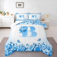 thumbnail image 1 of Erosebridal Ensemble de Literie Initiale Lettre Simple, Couette Personnalisée Monogrammée, Décor Floral, Réversible, Léger, 2 Pcs, 1 of 8