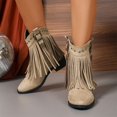 thumbnail image 3 of LOVZFMLL Cowboy Bottes pour Femmes Bottines à la Cheville Bout Rond Antidérapantes Talon Bloc Bas à Franges Chaussures de Mode Automne Hiver, 3 of 8