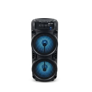 Portable Bluetooth Speaker with Dual 3" Drivers, 10W Output, LED Lights, 1200mAh Battery, USB/TF/Mic Input, Black