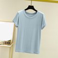 thumbnail image 1 of Weiqiqre T-Shirt à Col Rond pour Femme à Manches Courtes Ajusté T-Shirt Mince Uni Haut de Pyjama Pyjama à Manches Courtes, 1 of 8