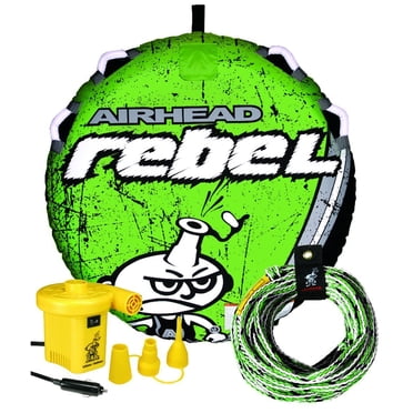 Airhead Rebel Kit | 1 Rider Towable Tube w/Rope & Pump, Multi, One Size (AHRE-12)