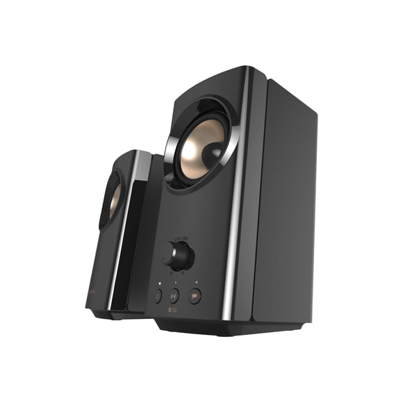 Creative T60 2.0 Compact Hi-Fi Desktop Speakers with Clear Dialog and Surround by Sound Blaster, USB-C Audio, Mic and Headset Ports, Bluetooth 5.0, Up to 60W Peak Power, for Computers and Laptops