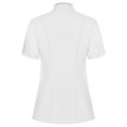 thumbnail image 2 of iefiel Women's Short Sleeve Cross Collar Chef Coat Double Breasted Chef Jacket Kitchen Restaurant Work Uniform White S, 2 of 7
