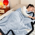 thumbnail image 3 of Matoen12 Solid Color Flannel Blankets for All Season, Polyester Soft Throw Blanket Lightweight Air Conditioning Quilt for Nap Sleep, Modern Style Home Decor Ideal for Gift, 40"x55", 1PC, Light Blue, 3 of 8