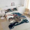 thumbnail image 4 of Erosebridal Raccoon Riding Dinosaur Comforter Sets Queen Size,Japanese style Bedding Queen Comforter Set,Ocean Bedroom Decor,Reversible,Ultra Soft,3 Pieces, 4 of 7