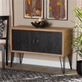 thumbnail image 2 of Bowery Hill Modern Engineered Wood/Metal Storage Cabinet in Black/Walnut, 2 of 9
