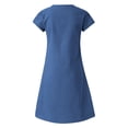 thumbnail image 5 of Cameland Robe d'Été Ample pour Femme à Col en V, Unie, à Manches Courtes, en Coton et Lin, 5 of 5