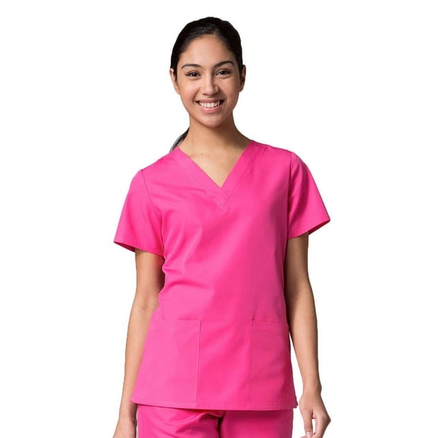 Red Panda Women's V-Neck Two Pocket Solid Scrub Top