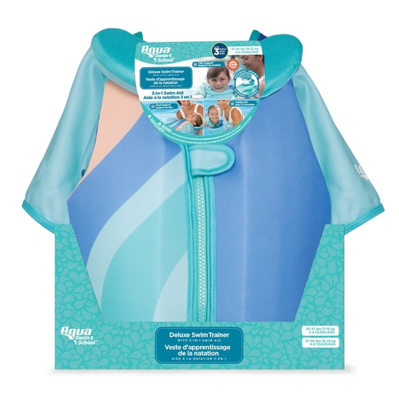 Gilet de natation Deluxe pour enfants Aqua Leisure Swim School – Gilet de sécurité aquatique ajustable et confortable, taille S/M