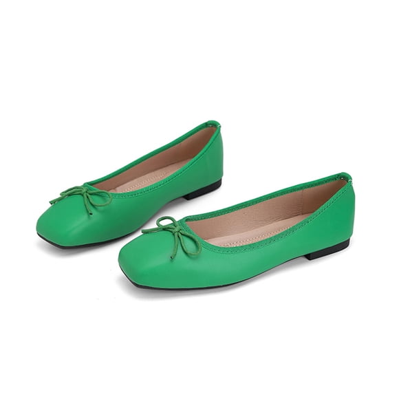 Commforr Womens Dress Shoes Womens Flats Mary Jane Shoes Women Casual Shoes Women Work Shoes Women Women's Round Toe Ballet Flats Comfortable Bow Dressy Flats Shoes for Women Green 5