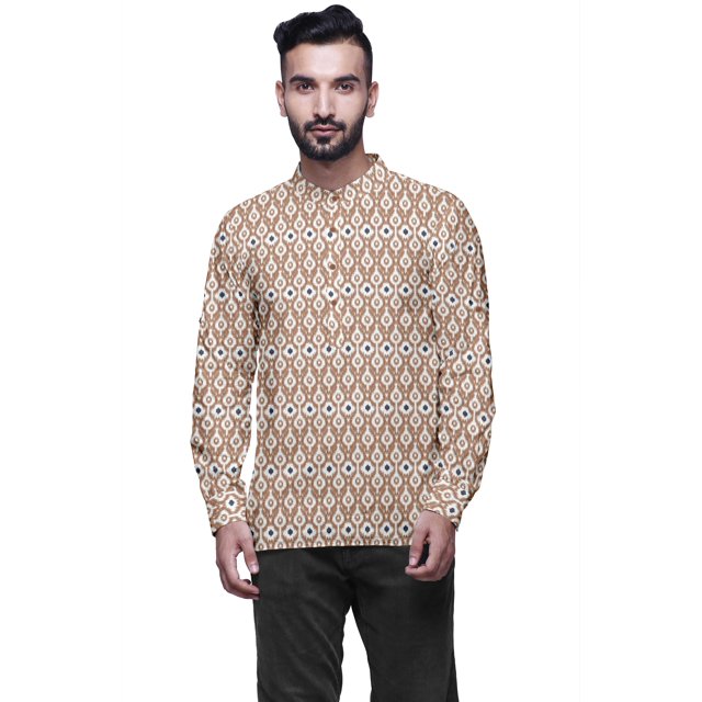 Atasi Mandarin Collar Short Kurta Mens ShirtWith Long Cuff Sleeves For Men