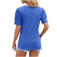 thumbnail image 3 of asjyhkr T-Shirts pour Femmes Col Rond Manches Courtes à Revers Hauts d'Été Mode 2025 Chic T-Shirts Basiques, 3 of 4