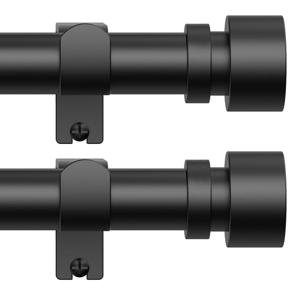 BloomFlower Lot de 2 Tringles à Rideaux 18-75 Pouces, pour Fenêtre 70 Pouces, Longueur Ajustable Robuste Diamètre 7/8 Pouces, Embouts Modernes, Noir
