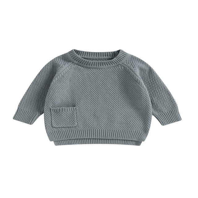 Pull Tricoté pour Bébé Manches Longues avec Poche Automne Tricoté pour Filles Garçons