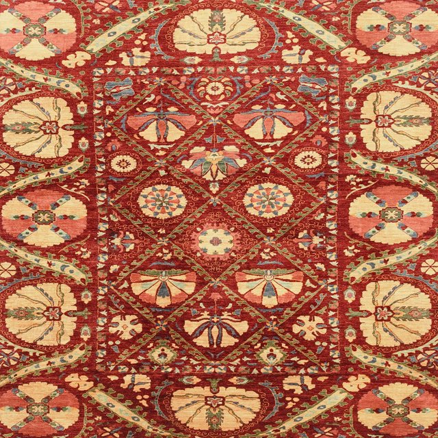 Ahgly Company Tapis d'Intérieur Carrés Abstraits Rouges Abstraits pour Aire, 7 Pieds Carré