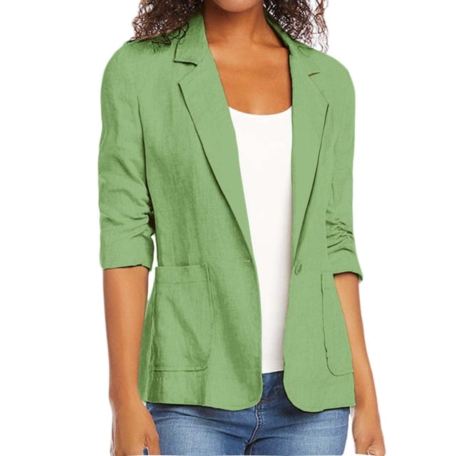 Qertyioot Manteau Grande Taille pour Femmes, Cardigan Blouse Décontracté à Col Rabattu à la Mode à Manches 3/4
