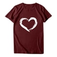 thumbnail image 4 of EGNMCR T-Shirts pour Femmes Femmes Manches Courtes Col Rond Imprimé en Forme de Cœur Hauts Décontractés Blouse T-shirt, 4 of 7