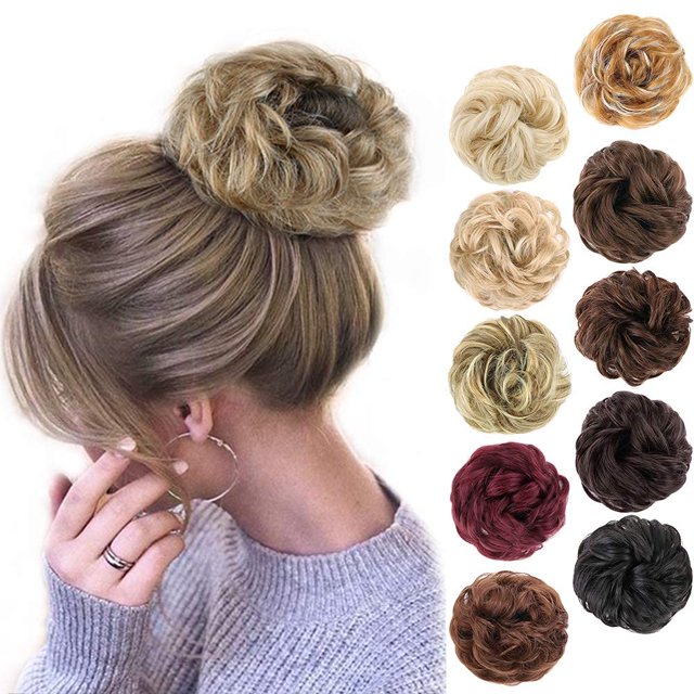1PCS Chignon Désordonné Pièce de Cheveux Chouchous pour Extensions de Cheveux Bouclés Ondulés Chignon Synthétique Désordonné Pièces de Cheveux pour Femmes