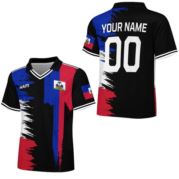 Maillot de Soccer Haïtien Personnalisé 2026 Chandail avec Nom et Numéro Personnalisés pour Hommes Femmes Enfants Style National Pays Maillot de Fan de Soccer