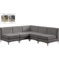 thumbnail image 4 of Meridian Furniture Alina Grey Velvet Modular Sectional, 4 of 17