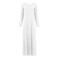 thumbnail image 3 of AherBiu Robe Maxi à Manches Longues pour Femmes, Col Ras du Cou, T-Shirt Basique, Décontractée, Ample, Grande, 3 of 5