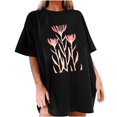 thumbnail image 2 of Offre à Durée Limitée Iumwxz T-Shirt Surdimensionné Tendance Coupe Ample Vêtements pour Femmes T-Shirts à Imprimé Floral T-Shirts à Manches Mi-Longues Col Ras du Cou pour Dames Livraison Gratuite Plage, 2 of 7