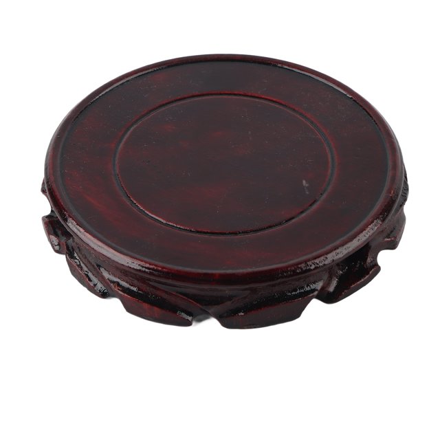 Round Wooden Base, Multifunctional Home Decoration Display Stand Retro Carving Elegant Beautiful For Gift For Home Decoration Inner Diameter 13 Height 2.5 Cm