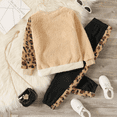 thumbnail image 3 of PatPat Girls Fleece Sweatshirts and Leopard Jogger Pants Colorblock 2 Pieces Outfit Set Sizes 4-12, 3 of 7