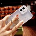 thumbnail image 2 of Étui avec Béquille pour Bague Pailletée Compatible avec Support Bling Scintillant en Diamant Strass et Dragonne Boule de Fourrure Duveteuse pour Filles Femmes (iPhone 11), 2 of 6