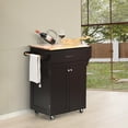 thumbnail image 3 of Giantex Kitchen Island w/Storage Cabinets, Trolley Cart w/Adjustable Height Shelves & Wheels, Spice Rack, Towel Rack, Espresso, 3 of 10