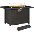 thumbnail image 1 of Outsunny 50,000 BTU Propane Fire Pit Table with Glass Wind Guard Coffee, 1 of 10