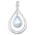 thumbnail image 2 of Precious Stars Sterling Silver Pear-shape Blue Topaz Drop Slide Pendant with 1.5mm Box Chain, 2 of 4