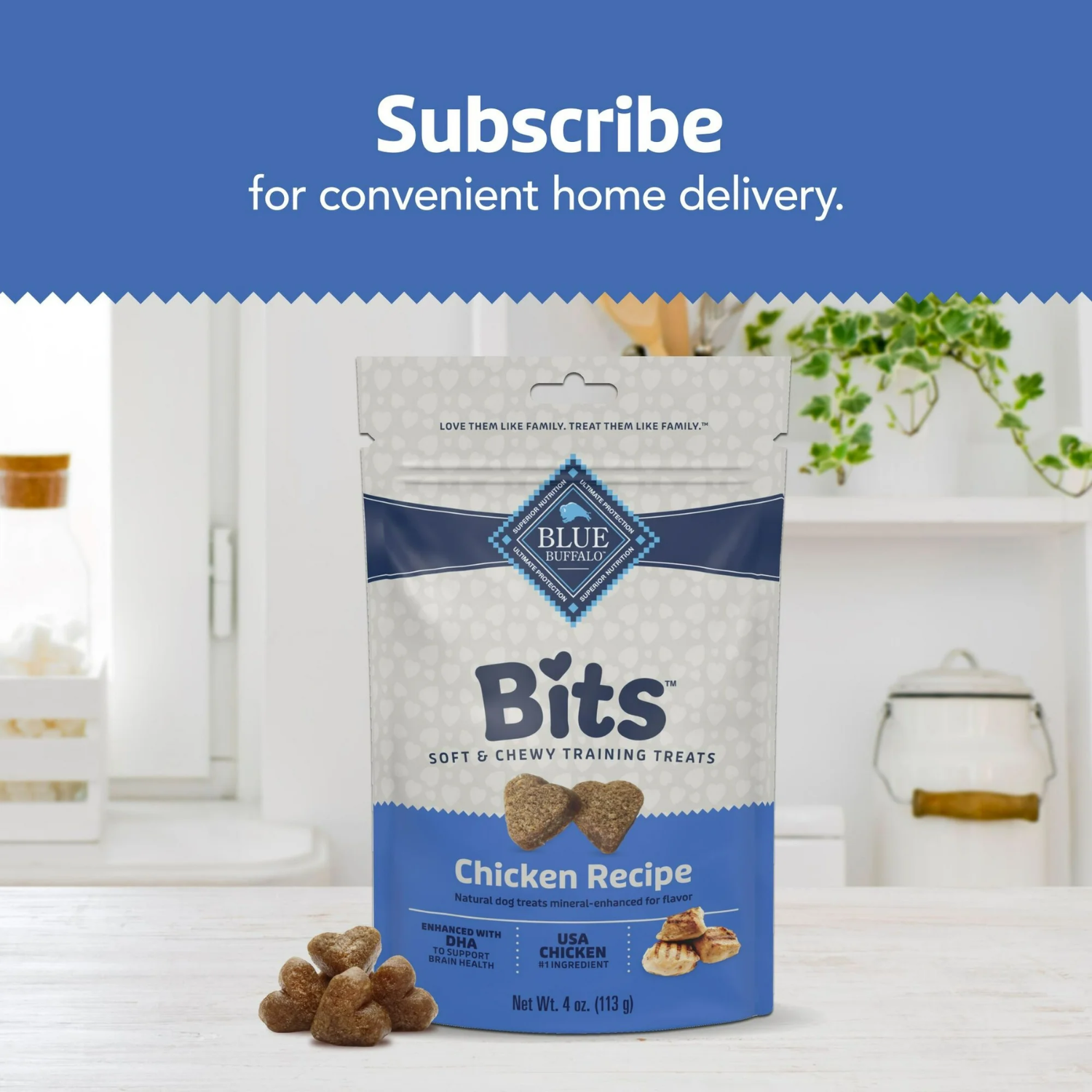 Friandises molles pour chiens Blue Buffalo Bits pour l'entraînement, recette au poulet, sac de 454 g