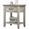 Set of 2 Nightstands With Drawer and 2-Tier Storage Shelves, Compact End Tables for Bedroom, Living Room, Dorm, Space-Saving Bedside Tables