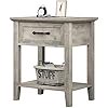 Set of 2 Nightstands With Drawer and 2-Tier Storage Shelves, Compact End Tables for Bedroom, Living Room, Dorm, Space-Saving Bedside Tables