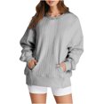 thumbnail image 1 of MeetoTime Women's Crewneck Sweatshirts Fall Long Sleeve Oversized Pullover Sweatshirts with Pockets, 1 of 5