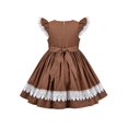 thumbnail image 2 of Girls Dress Vintage Brown Floral Trim Embroidery Candy Canes Flutter 7 Years, 2 of 6
