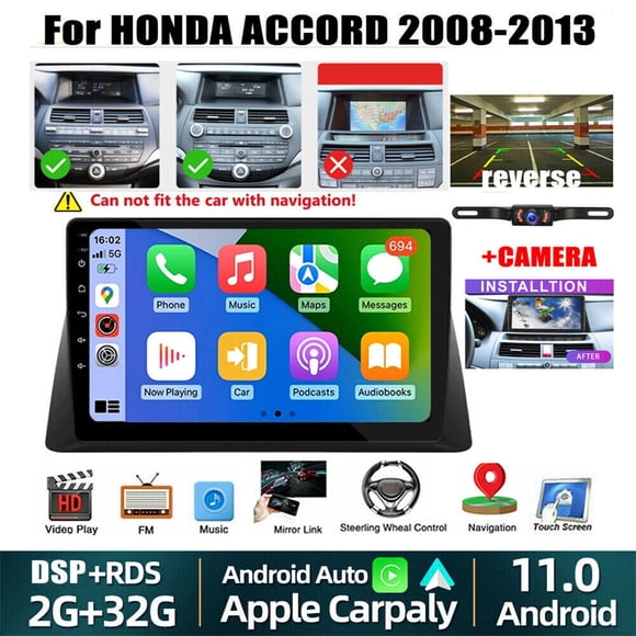 Molaner Android Car Stereo Radio for Honda Accord 8th Gen 2008-2013, Android 13 10" HD Touchscreen with Wireless Carplay & Android Auto GPS Navi Head Unit BT,2+32G