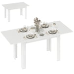 HOMCOM Table à manger extensible, Table de cuisine pour 6-8 personnes, Blanc
