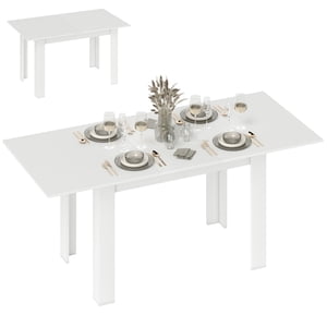 HOMCOM Extendable Dining Table, Kitchen Table for 6-8 People, White