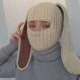 thumbnail image 2 of Fgnfyis Rabbit Ear Hat Autumn and Winter Neck Knitted Hat Bomber Hats Beige, 2 of 6