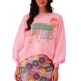 thumbnail image 1 of FOCUSNORM Pull de Noël Ample pour Femmes Imprimé Lettre Strass Manches Longues Col Rond Sweat-Shirt, 1 of 6