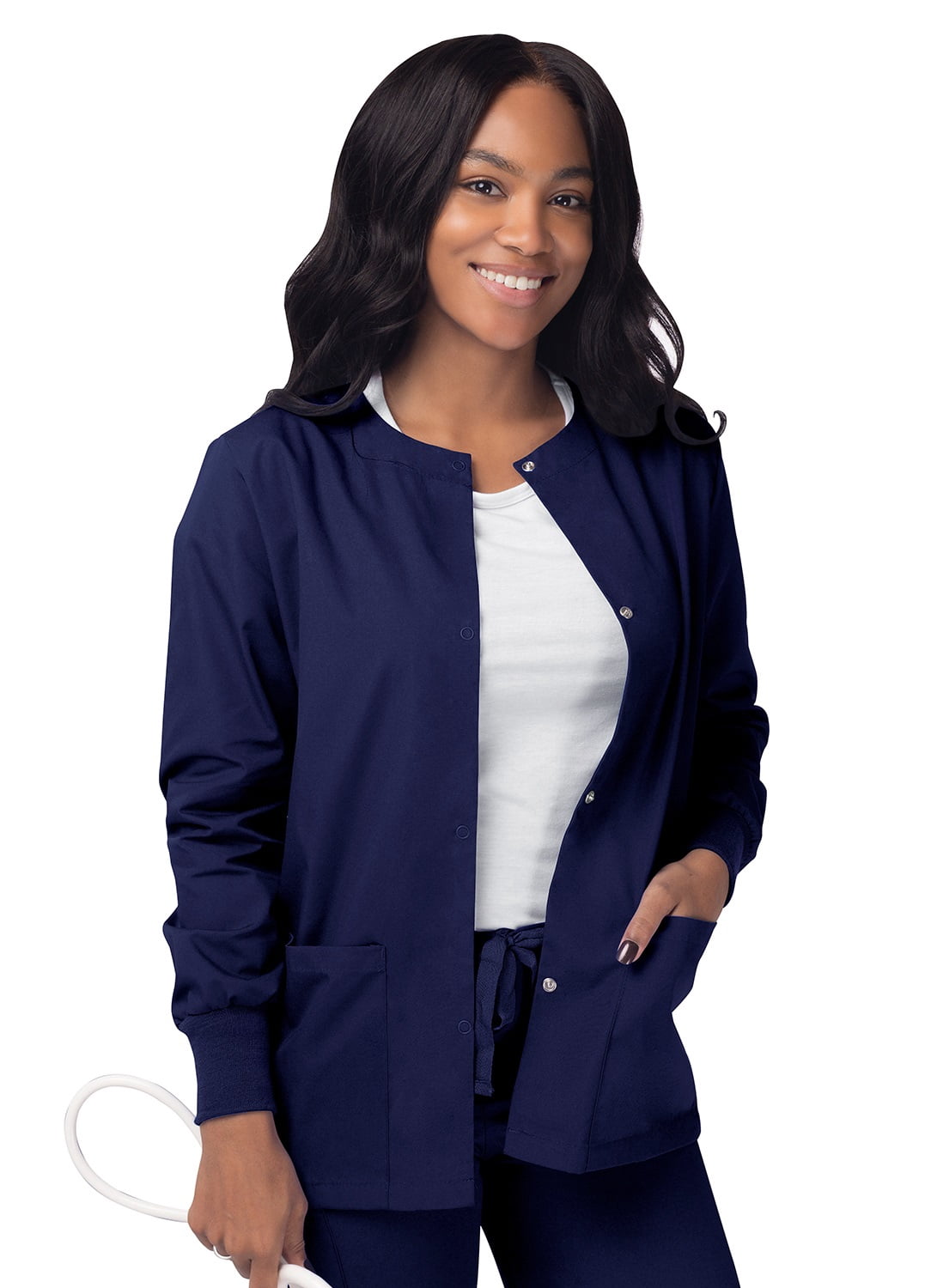 Sivvan Women's Scrubs Warm-Up Jacket / Front Snaps - Round Neck