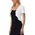 thumbnail image 4 of INSPIRE CHIC Cropped Cardigan for Women's Open Front Ruffle Knit Shrugs XS White, 4 of 6