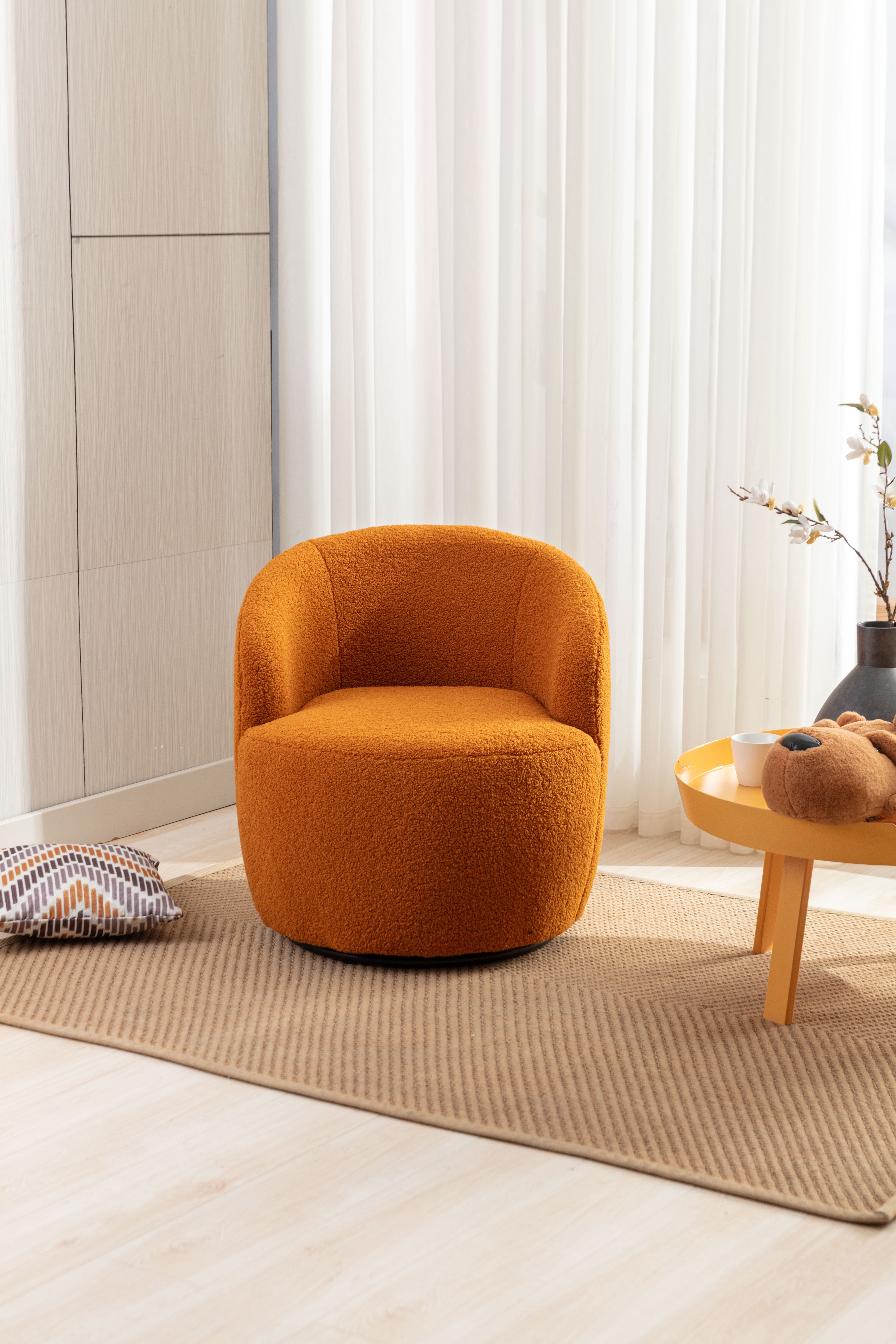 KOSSMAI Soft Upholstered Teddy Fabric Swivel Accent Chair For Living Room, Bedroom, Study Room