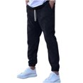 thumbnail image 4 of Ceisia Men Solid Color Loose Casual Pants Elastic Waist Drawstring Sports Gift Work Trousers, 4 of 9