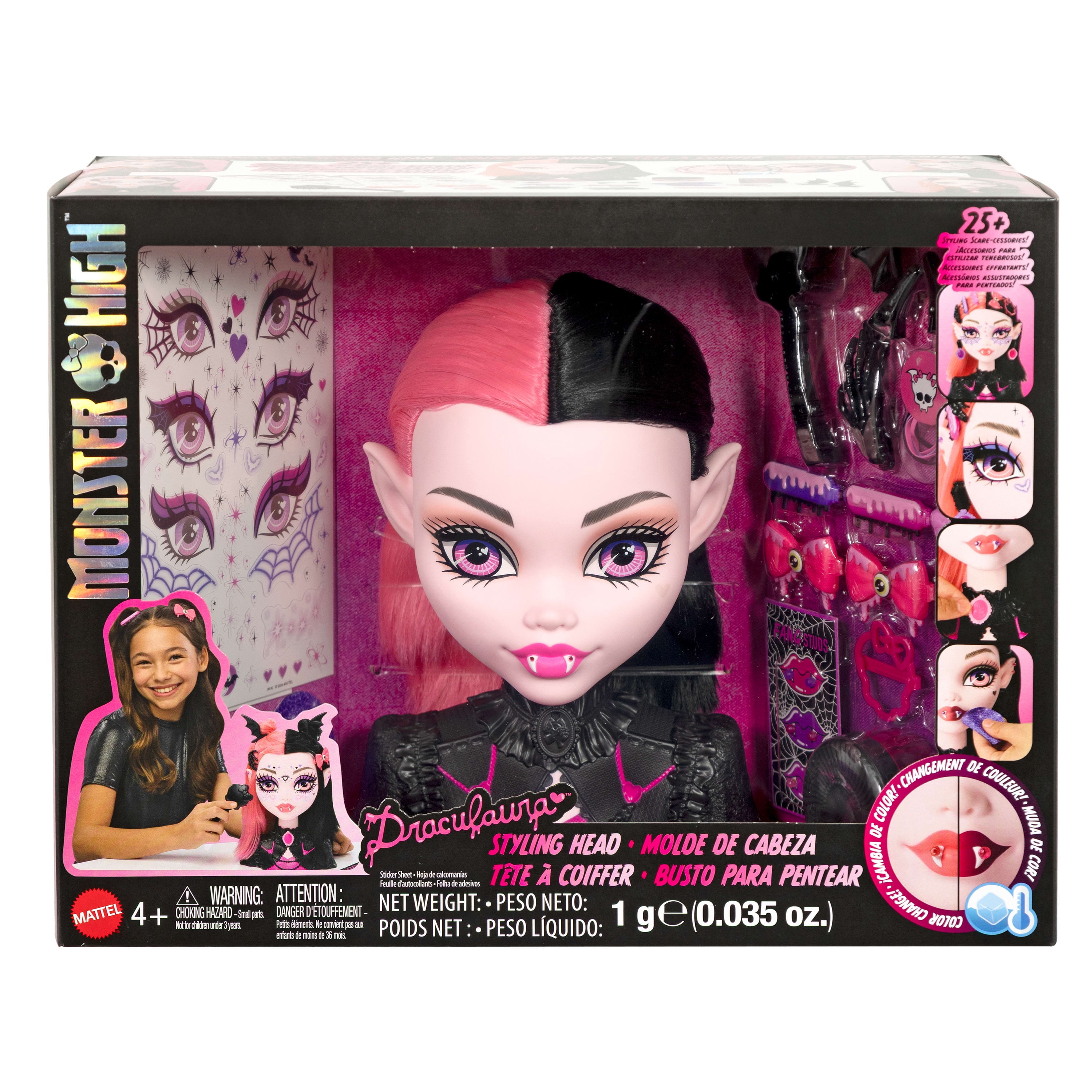 Monster High Tête à coiffer Draculaura avec plus de 25 accessoires
