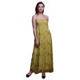 thumbnail image 1 of Bimba Robe à Bretelles Smockée en Georgette pour Femmes à Imprimé de Feuilles de Bleuet - XX-Grand, 1 of 1