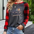 thumbnail image 1 of PVCS Christmas Shirts For Women Plaid Splicing Tops Long Sleeve Trendy Sweatshirts Blouse Tops, 1 of 6