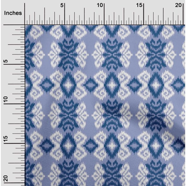 oneOone Cotton Poplin Fabric Diamond & Swirl Ikat Printed Craft Fabric BTY 42 Inch Wide